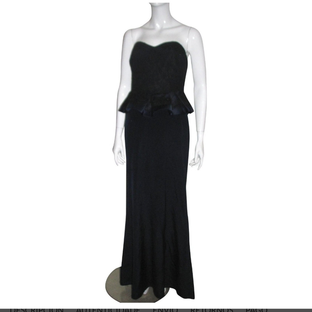 Marchesa Notte Blue Strapless Peplum Gown Size 6
